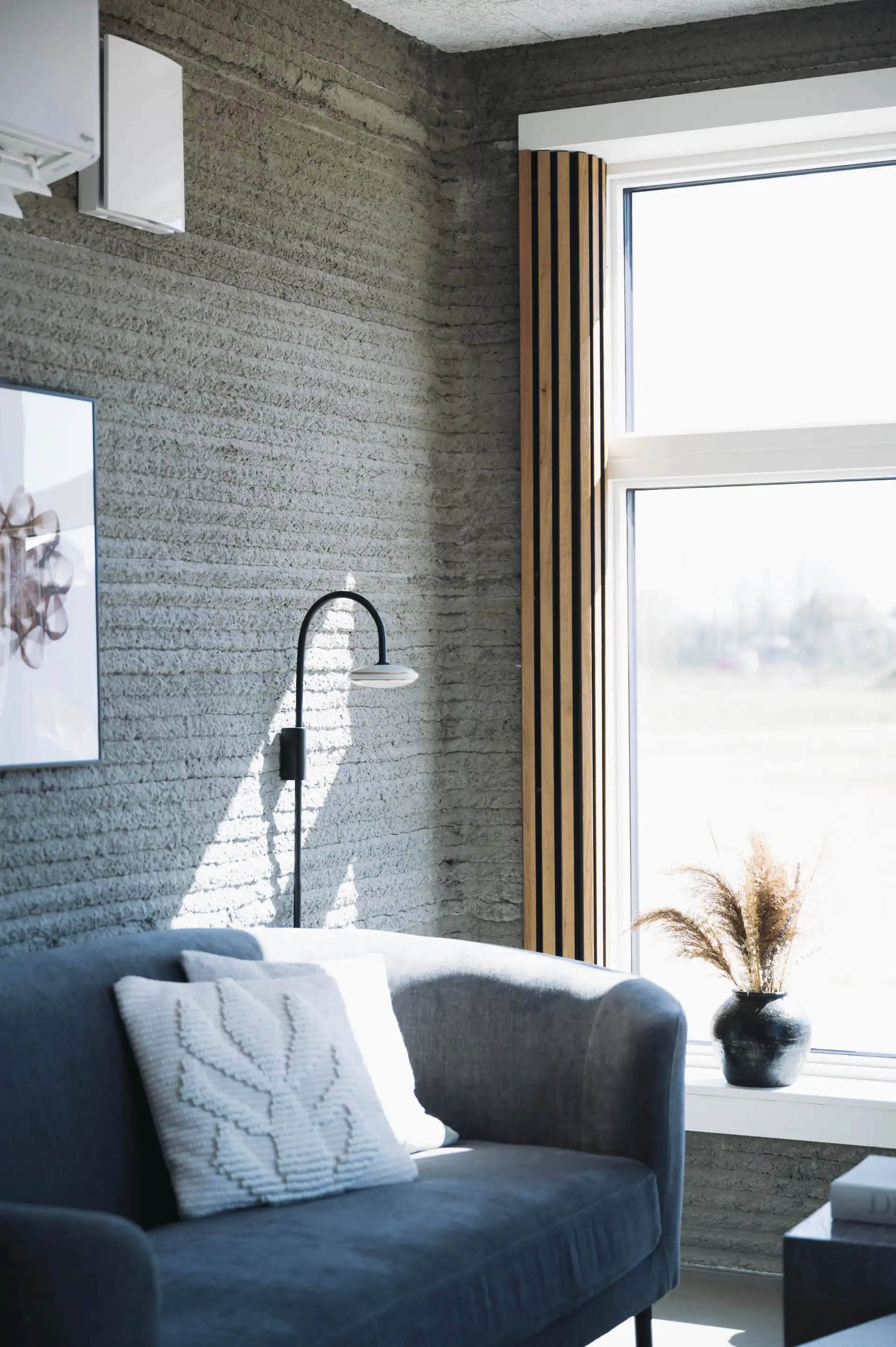 Interior detail of 3D printed concrete walls by 3DCP Group